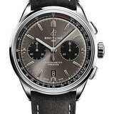 Breitling Premier B01 Chronograph 42 Watch - Steel - Blackeye Gray Dial - Anthracite Nubuck Strap - Folding Buckle - AB0118221B1X1