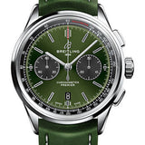 Breitling Premier B01 Chronograph Bentley Watch - 42mm Steel Case - Green Dial - Green Leather Strap - AB0118A11L1X1