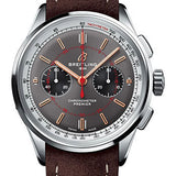 Breitling Premier B01 Chronograph 42 Wheels and Waves Limited Edition Watch - Stainless Steel - Anthracite Dial - Brown Calfskin Leather Strap - Tang Buckle Limited Edition - AB0118A31B1X1