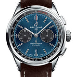 Breitling Premier B01 Chronograph Watch - 42mm Steel Case - Blue Dial - Brown Nubuck Strap - AB0118A61C1X1