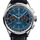 Breitling Premier B01 Chronograph Watch - 42mm Steel Case - Blue Dial - Anthracite Nubuck Strap - AB0118A61C1X2