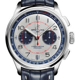 Breitling Premier B01 Chronograph 42 Bentley Mulliner Limited Edition Watch - Stainless Steel - Silver Dial - Blue Alligator Leather Strap - Folding Buckle Limited Edition of 1000 - AB0118A71G1P1