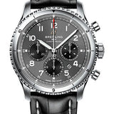 Breitling Aviator 8 B01 Chronograph 43 Watch - Stainless Steel - Anthracite Dial - Black Alligator Leather Strap - Tang Buckle - AB0119131B1P1