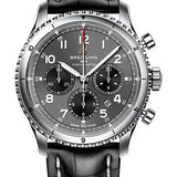 Breitling Aviator 8 B01 Chronograph 43 Watch - Stainless Steel - Anthracite Dial - Black Alligator Leather Strap - Folding Buckle - AB0119131B1P2