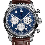 Breitling Aviator 8 B01 Chronograph 43 Watch - Stainless Steel - Blue Dial - Brown Alligator Leather Strap - Tang Buckle - AB0119131C1P2