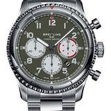 Breitling Aviator 8 B01 Chronograph 43 Curtiss Warhawk Watch - Steel - Green Dial - Steel Bracelet - AB01192A1L1A1