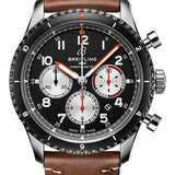 Breitling Aviator 8 B01 Chronograph 43 Mosquito Watch - Stainless Steel - Black Dial - Brown Calfskin Leather Strap - Tang Buckle - AB01194A1B1X1