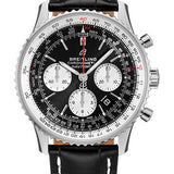 Breitling Navitimer B01 Chronograph 43 Watch - Steel - Black Dial - Black Croco Strap - Folding Buckle - AB0121211B1P2