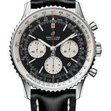 Breitling Navitimer 1 B01 Chronograph 43 Watch - Steel Case - Black Dial - Black Leather Strap - AB0121211B1X1