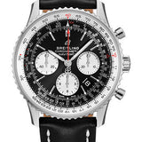 Breitling Navitimer B01 Chronograph 43 Watch - Steel - Black Dial - Black Leather Strap - Folding Buckle - AB0121211B1X2