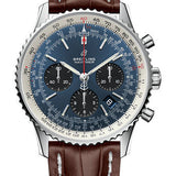 Breitling Navitimer B01 Chronograph 43 Watch - Steel - Blue Dial - Brown Croco Strap - Folding Buckle - AB0121211C1P4