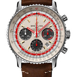 Breitling Navitimer B01 Chronograph 43 TWA Watch - Steel - White Dial - Brown Nubuck Strap - Tang Buckle - AB01219A1G1X1