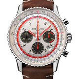 Breitling Navitimer B01 Chronograph 43 TWA Watch - Steel - White Dial - Brown Nubuck Strap - Folding Buckle - AB01219A1G1X2