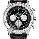 Breitling Navitimer B01 Chronograph 46 Watch - Steel - Black Dial - Black Croco Strap - Folding Buckle - AB0127211B1P2