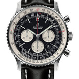 Breitling Navitimer B01 Chronograph 46 Watch - Steel - Black Dial - Black Leather Strap - Folding Buckle - AB0127211B1X2