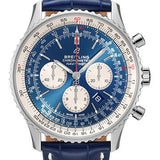 Breitling Navitimer B01 Chronograph 46 Watch - Steel - Aurora Blue Dial - Blue Croco Strap - Folding Buckle - AB0127211C1P2