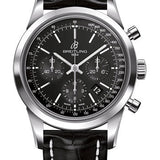 Breitling Transocean Chronograph Watch - Steel - Black Dial - Black Croco Strap - Tang Buckle - AB015212/BA99/743P/A20BA.1