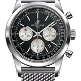 Breitling Transocean Chronograph Watch - Steel - Black Dial - Steel Bracelet - AB015212/BF26/154A