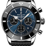 Breitling Superocean Heritage B01 Chronograph 44 Watch - Steel - Blackeye Blue Dial - Black Rubber Aero Classic Strap - Folding Buckle - AB0162121C1S1