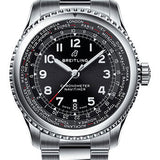 Breitling Aviator 8 B35 Automatic Unitime 43 Watch - Steel Case - Black Dial - Steel Professional III Bracelet - AB3521U41B1A1