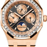 Audemars Piguet Royal Oak Perpetual Calendar Rose Pink Gold Black Dial Diamond Bezel 26614OR.ZZ.1220OR.01