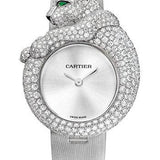 Cartier Feline de Cartier Watch - 43 mm White Gold Diamond Case - Light Gray Fabric Strap - HPI00341