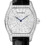 Cartier Tortue Watch - 38 mm White Gold Diamond Case - Diamond Dial - Black Alligator Strap - HPI00502