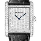 Cartier Tank MC Watch - 34.3 mm White Gold Diamond Case - White Gold Diamond Dial - Black Alligator Strap - HPI00623