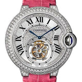 Cartier Feminine Complications Watch - 39 mm White Gold Diamond Case - Diamond Bezel - Diamond Dial - Fuchsia Alligator Strap - HPI00716