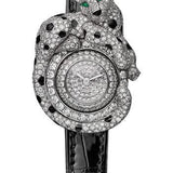 Cartier Panthere Espiegle de Cartier Watch - White Gold Diamond Case - White Gold Dial - Black Alligator Strap - HPI00773