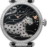 Cartier Pantheres Et Colibri Watch - 42.75 mm White Gold Diamond Case - White Gold Dial - Black Alligator Strap - HPI00776