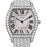 Cartier Tortue Watch - 39 mm White Gold Diamond Case - Diamond Bracelet - HPI00779