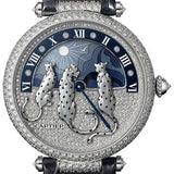 Cartier Reves de Pantheres Watch - 42.75 mm White Gold Diamond Case - White Gold Dial - Blue Alligator Strap - HPI00930