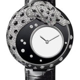 Cartier Panthere Mysterieuse Watch - 40 mm White Gold Diamond Case - Black Alligator Strap - HPI01011