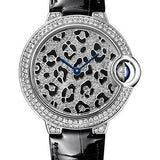 Cartier Ballon Bleu de Cartier Panther Spots Watch - 33 mm White Gold Diamond Case - Diamond Dial - Black Alligator Strap - HPI01064