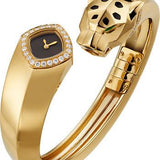 Cartier Panthere de Cartier Bangle Watch - 18 mm Yellow Gold Case - Black Dial - Size 16 Bracelet - HPI01341