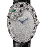 Cartier Panthere Lovee Watch - White Gold Diamond Case - Diamond-Set Shagreen Dial - Black Alligator Strap - HPI01352