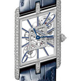 Cartier Tank Asymetrique Watch - 47.15 mm x 26.20 mm Platinum Diamond Case - Skeleton Dial - Navy Blue And Black Alligator Straps Limited Edition of 100 - HPI01370