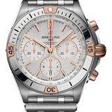 Breitling Chronomat B01 42 Watch - Steel and 18K Red Gold - Silver Dial - Metal Bracelet - IB0134101G1A1