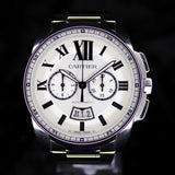 Cartier Calibre de Cartier Chronograph W7100045 42MM Steel Silver Dial Full Set WARRANTY