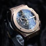 Hublot Aerofusion King Gold 525.OX.0180.LR 45MM Rose Gold Skeleton Dial Watch and card WARRANTY