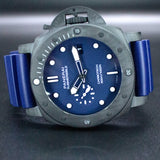 Panerai Submersible QuarantaQuattro Carbotech Blu Abisso PAM01232 44MM Carbon Blue Dial Full Set WARRANTY