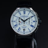 Ulysse Nardin Marine Chronograph Annual Calendar 1533-150/E0 43MM Steel White Dial Full Set WARRANTY