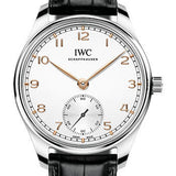 IWC Portugieser Automatic 40 - Stainless Steel Case - Silver-Plated Dial - Black Alligator Leather Strap - IW358303