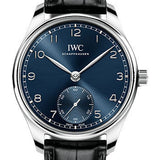 IWC Portugieser Automatic 40 - Stainless Steel Case - Blue Dial - Black Alligator Leather Strap - IW358305