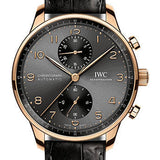 IWC Portugieser Chronograph Watch - 41.0 mm 5N Gold Case - Slate Dial - Black Alligator Strap - IW371610