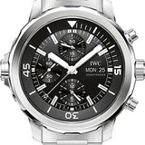 IWC Aquatimer Chronograph Watch - 44 mm Stainless Steel Case - Black Dial - Steel Bracelet - IW376804