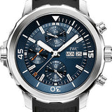 IWC Aquatimer Chronograph Expedition Jacques-Yves Cousteau Special Edition Watch - 44 mm Stainless Steel Case - Blue Dial - Black Rubber Strap - IW376805