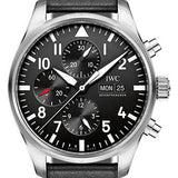 IWC Pilot's Watch Chronograph - 43 mm Stainless Steel Case - Black Dial - Black Santoni Calfskin Strap - IW377709