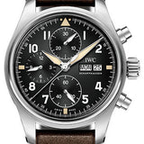 IWC Pilot's Watch Chronograph Spitfire - 41.0 mm Stainless Steel Case - Black Dial - Brown Calfskin Strap - IW387903